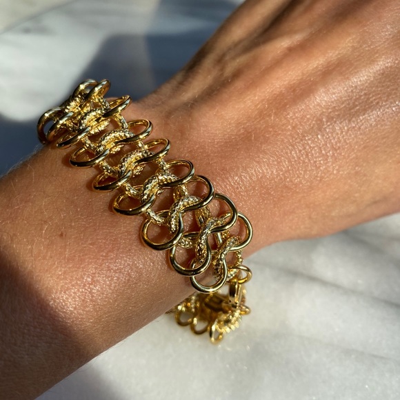 Kenneth Jay Lane 22K Gold Plt Mega Wide Bracelet Y2K - Picture 16 of 16